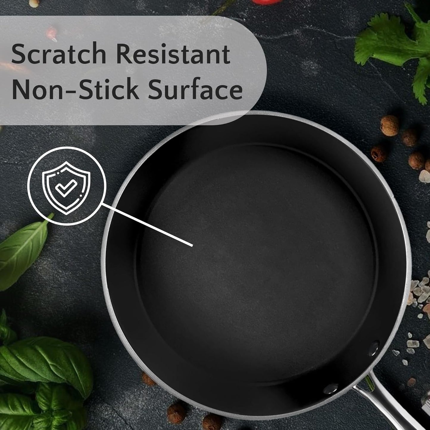 Luxurious Ceramic 5 Piece Rose Gold Cookware Set with Glass Lids, Lightweight, Scratch-Resistant, Dishwasher and Oven Safe up to 500°F