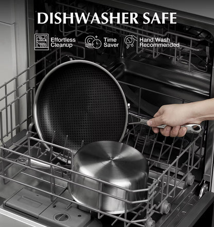 Hybrid Nonstick Stainless Steel Saucepan Set, 1QT & 2QT Triply Stainless Steel Saucepan Set