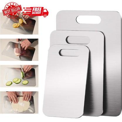 Professional Stainless Steel Cutting Boards Set, Non-Slip & Dishwasher Safe, 3 P