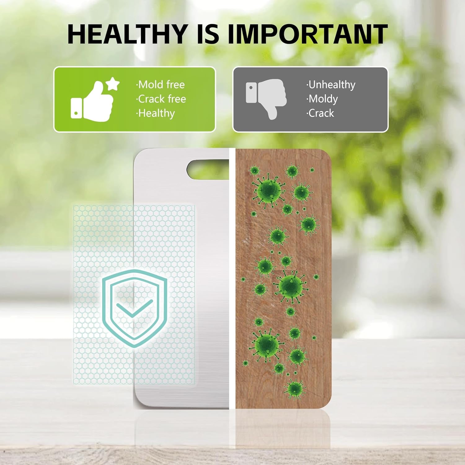 Professional Stainless Steel Cutting Boards Set, Non-Slip & Dishwasher Safe, 3 P