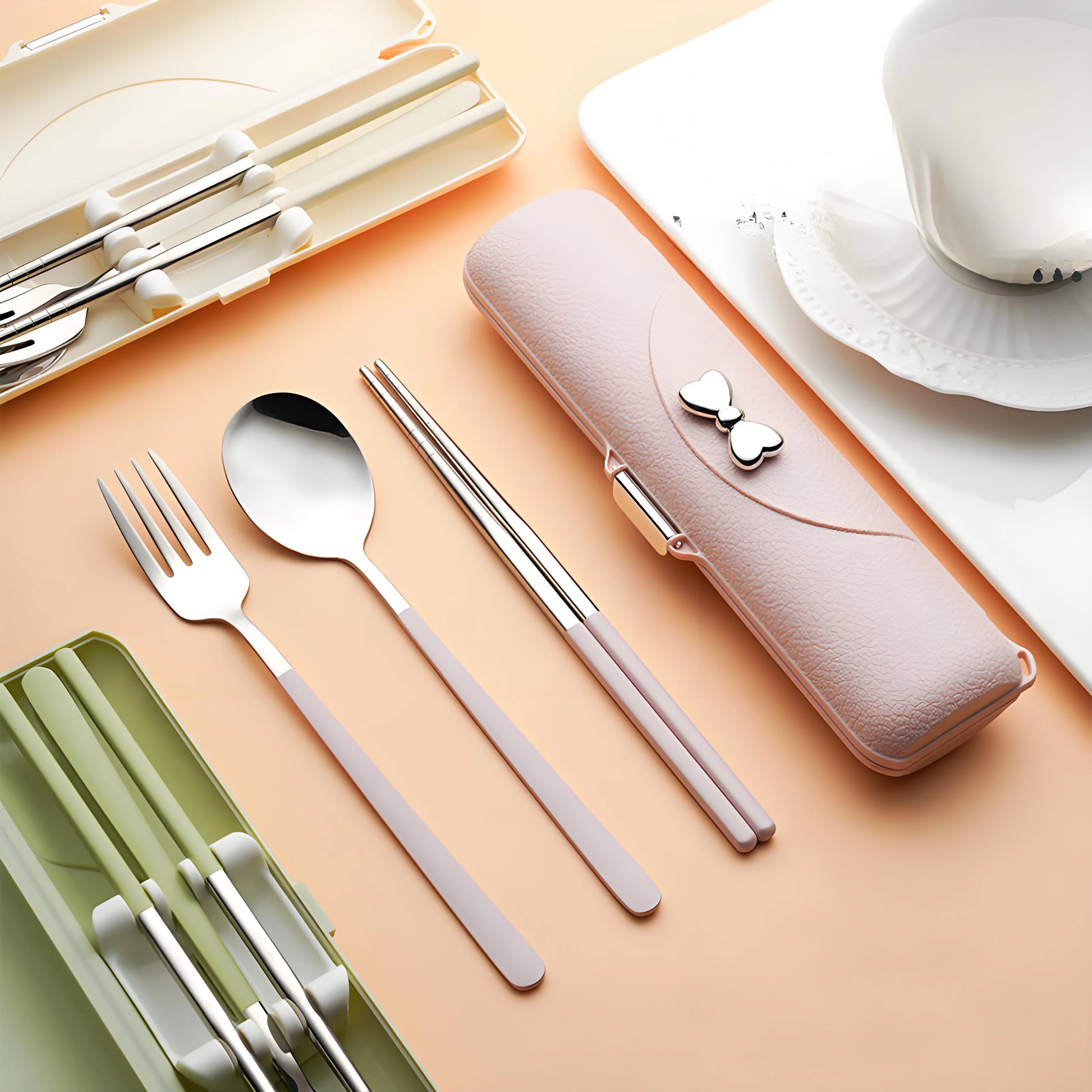 3-In-1 Stainless Steel Tableware Set - Travel-Ready Spoon/Fork/Chopsticks 3-Piece, Outdoor/Campus Essentials ✔Anti-Rust