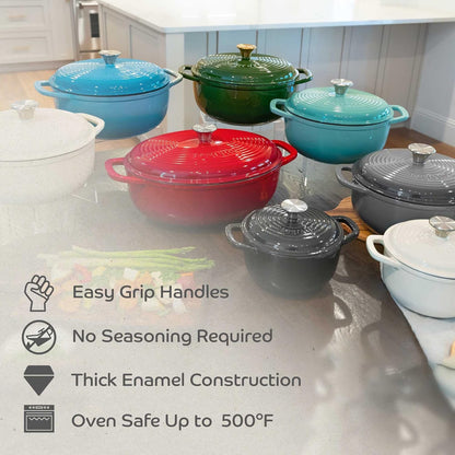 Enameled Cast Iron Dutch Oven, 6 Quarts, Black