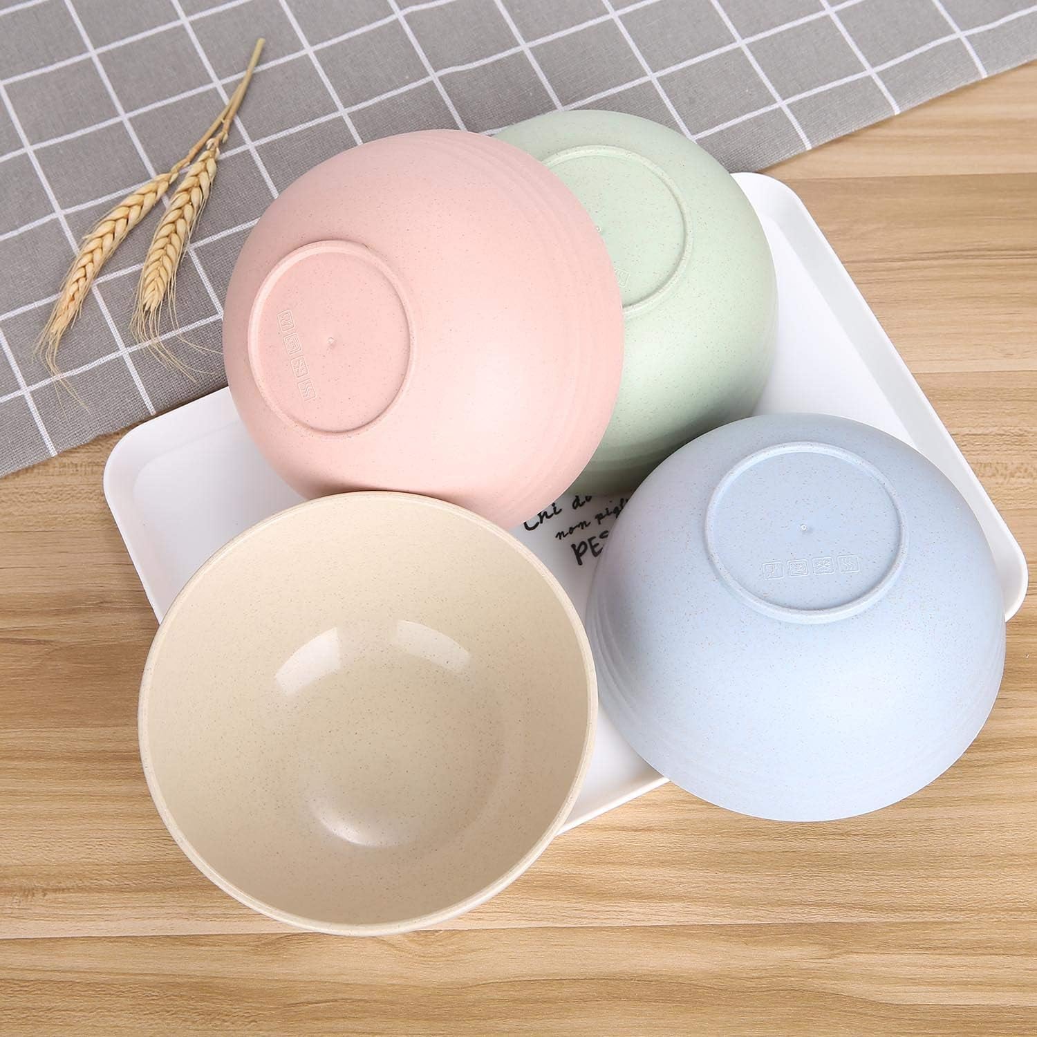 Unbreakable Cereal Bowls - 24 Oz Reusable Wheat Straw Bowl Set of 4 - Dishwasher & Microwave Safe - Perfect for Cereal, Soup and Rice - BPA Free, Healthy & Eco-Friendly (4 Color)