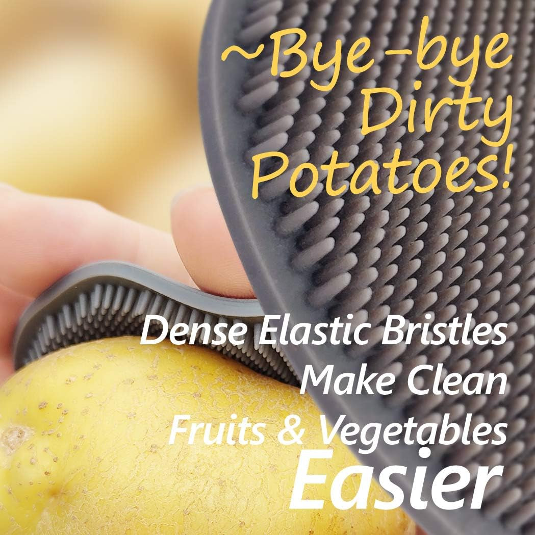 Vegetable Brush - Vegetable Brush Scrubber for Food - Vegetable Cleaner Potato Scrubber Brush Vegetable Scrubber Potato Brush Scrubber Veggie Brush Vegetable Scrub Brush Fruit Brush (Gray)