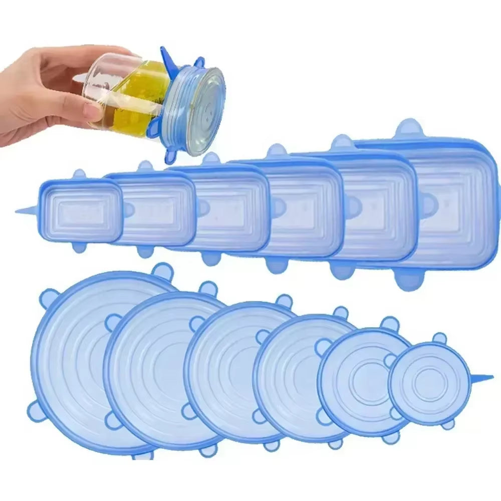 For Kitchen Storage Organization Retractable Lid Silicone Food Packaging round Kitchenware Universal Utensil Reusable Can Cover