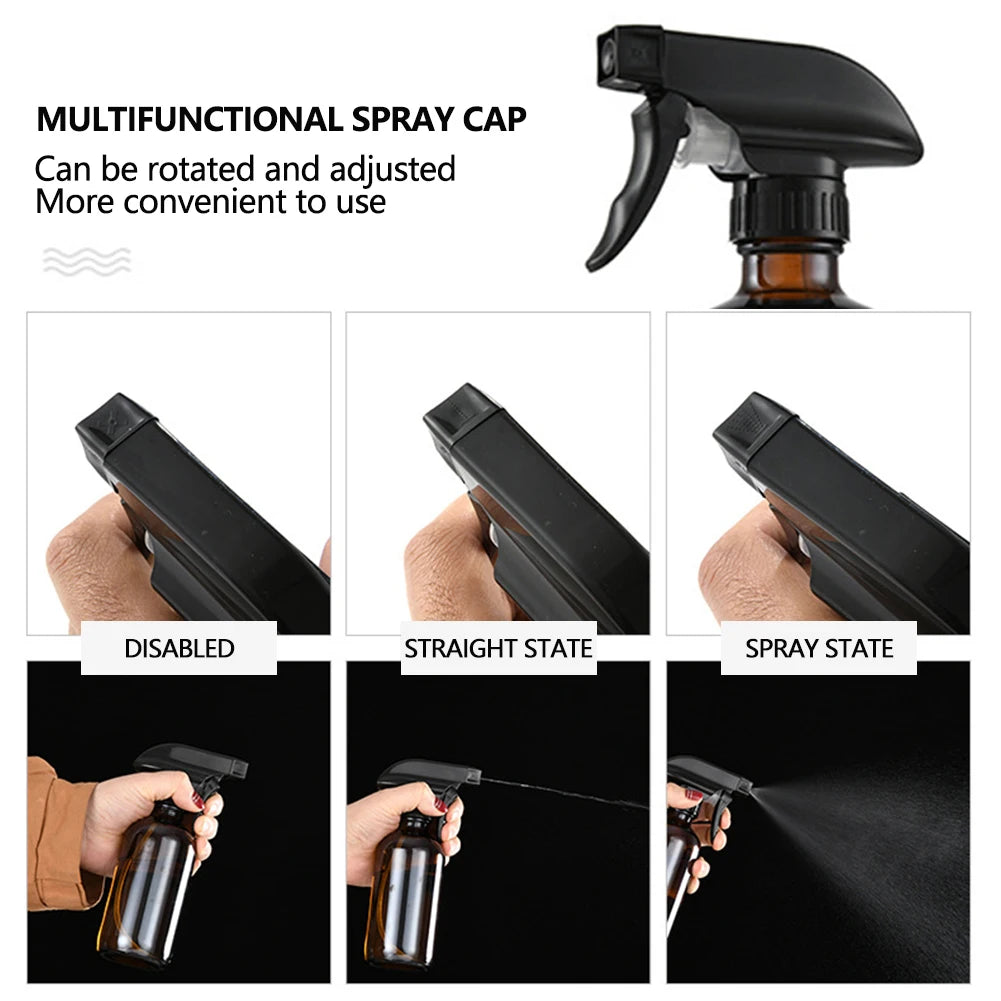 Travel Empty Amber Glass Spray Bottle Essential Oil Cleaning Refillable Trigger Bottle Liquid Atomizer Container
