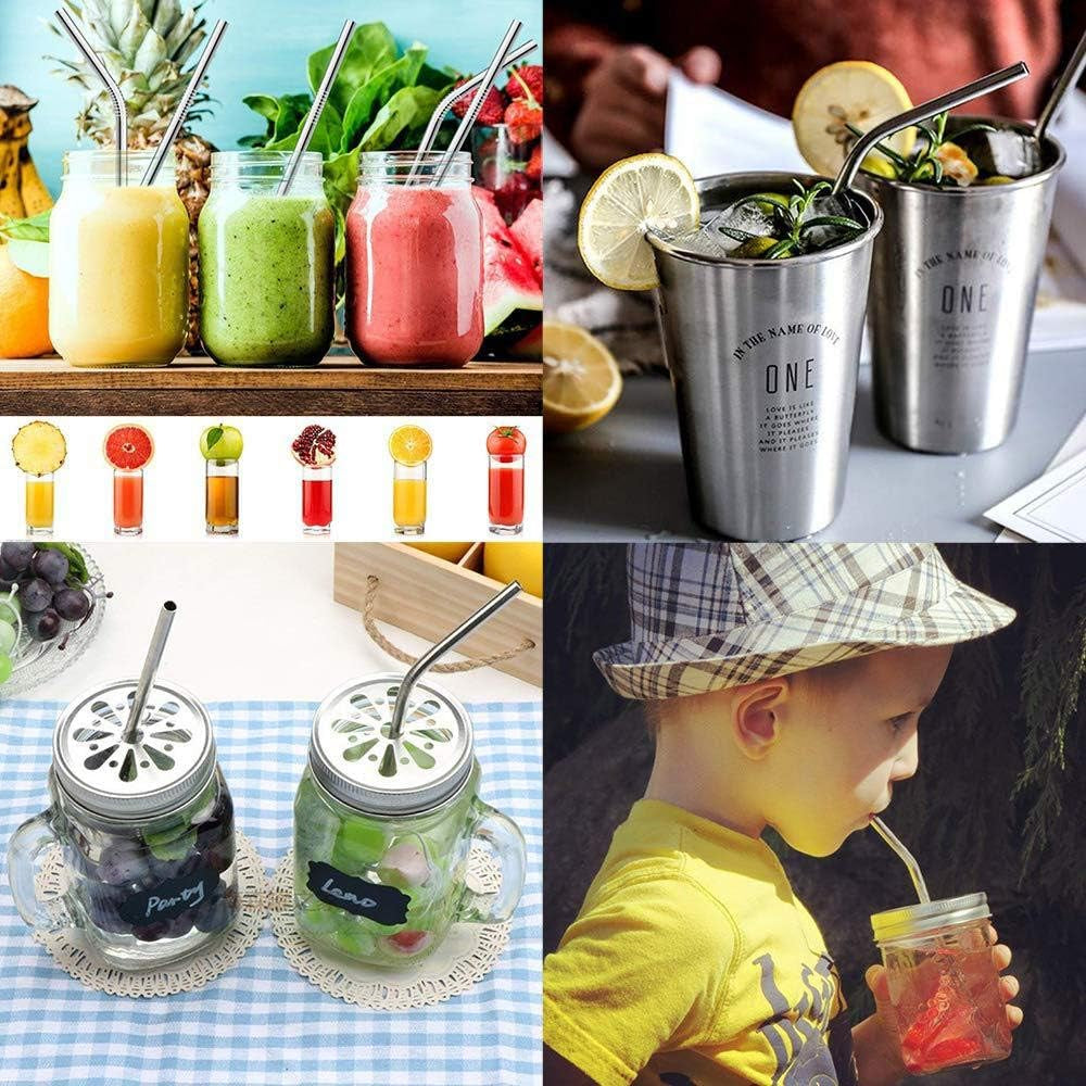 50-Pack Stainless Steel Straws,Super Long 10.5 Inch Drinking Metal Straws for 30Oz/20Oz Tumblers Yeti Cups Travel Mugs,Reusable Rustproof Dishwasher Safe (All Bent 50Pcs -10.5" Black)
