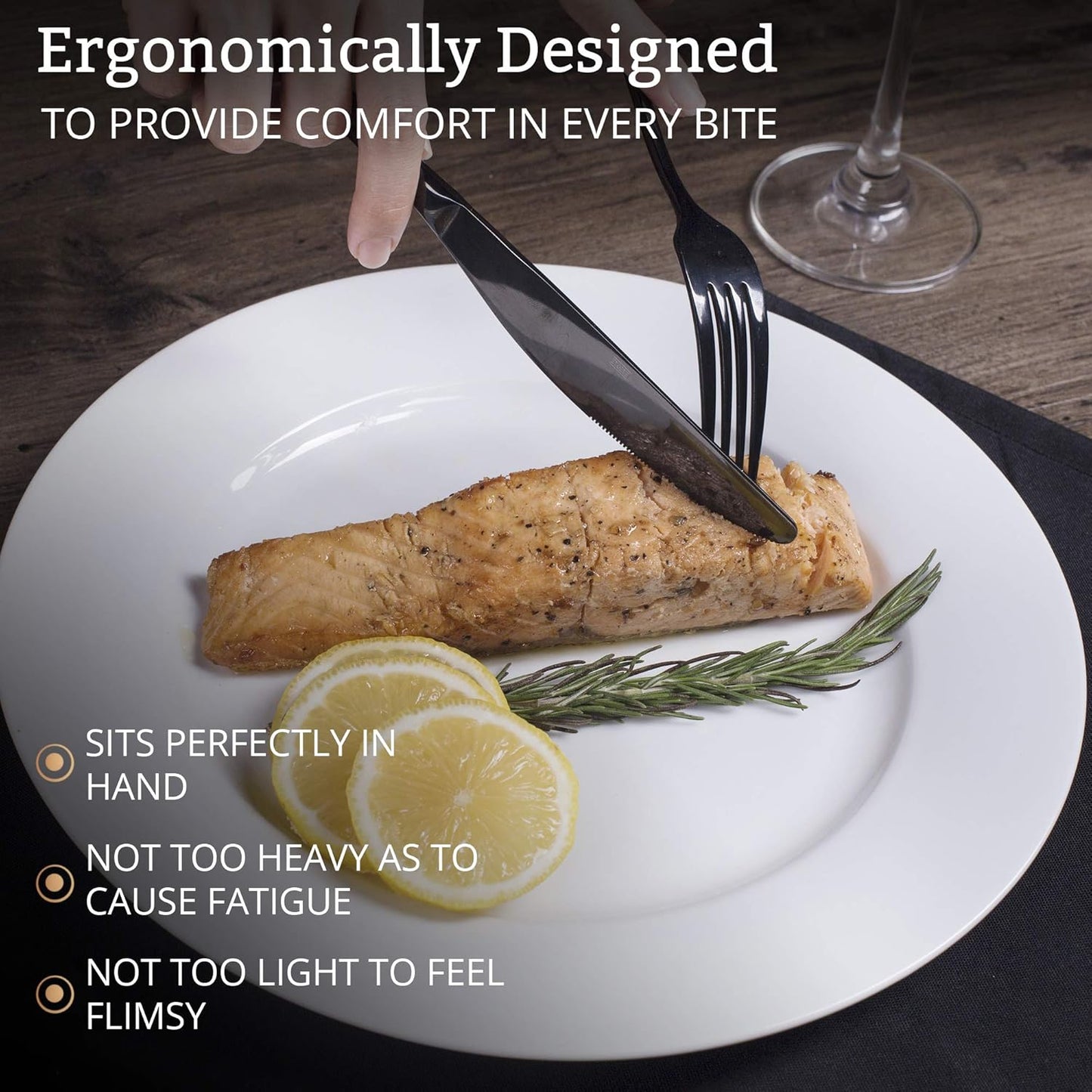 18/8 Stainless Steel Silverware Set for 4 - Complete 24 Piece Flatware Cutlery Set - Elegant and Ergonomic Design -Dishwasher Safe - Stylish & Mirror Finish, Rust-Proof Utensil Sets (Black)