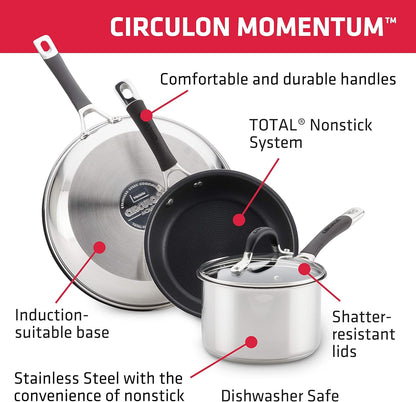 Momentum Stainless Steel Nonstick 2-Quart Covered Saucepan