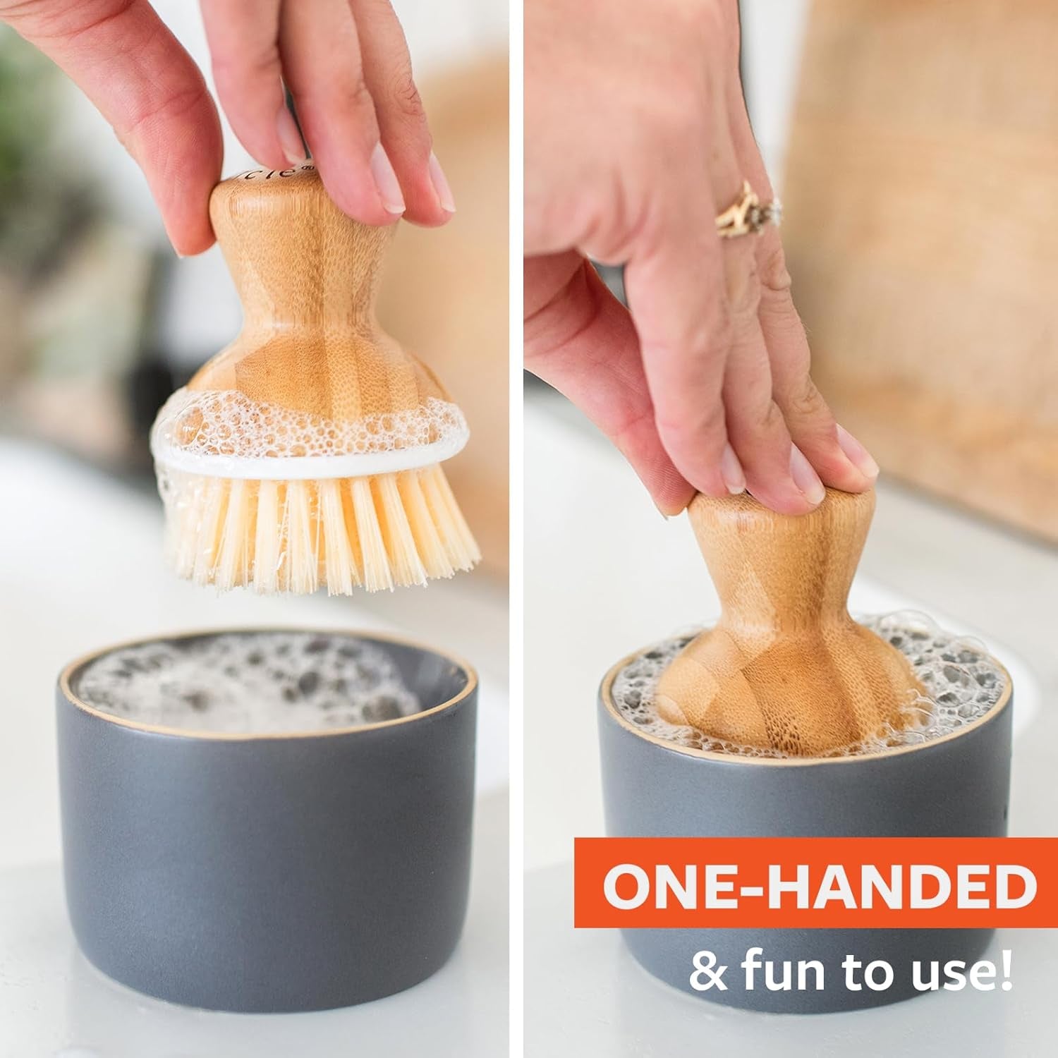 Bubble Up, Brush + Dispenser, Gray