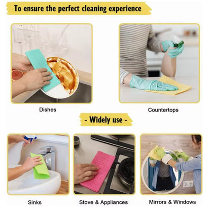 10PCS Reusable Swedish Eco-Friendly Dishcloths Kitchen Cleaning Towels Cloths Kitchen Towels Household Cleaning Products