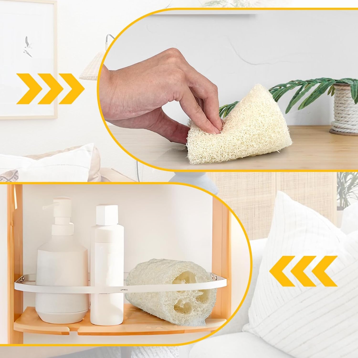 Natural Loofah Sponge, Loofah Exfoliating Body Sponge Scrubber for Skin Care, Kitchen Sponge for Cleaning Dishes & Pans Skin Friendly - Pack of 2