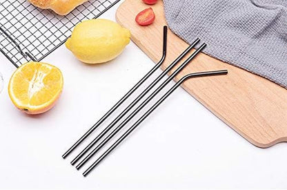 50-Pack Stainless Steel Straws,Super Long 10.5 Inch Drinking Metal Straws for 30Oz/20Oz Tumblers Yeti Cups Travel Mugs,Reusable Rustproof Dishwasher Safe (All Bent 50Pcs -10.5" Black)