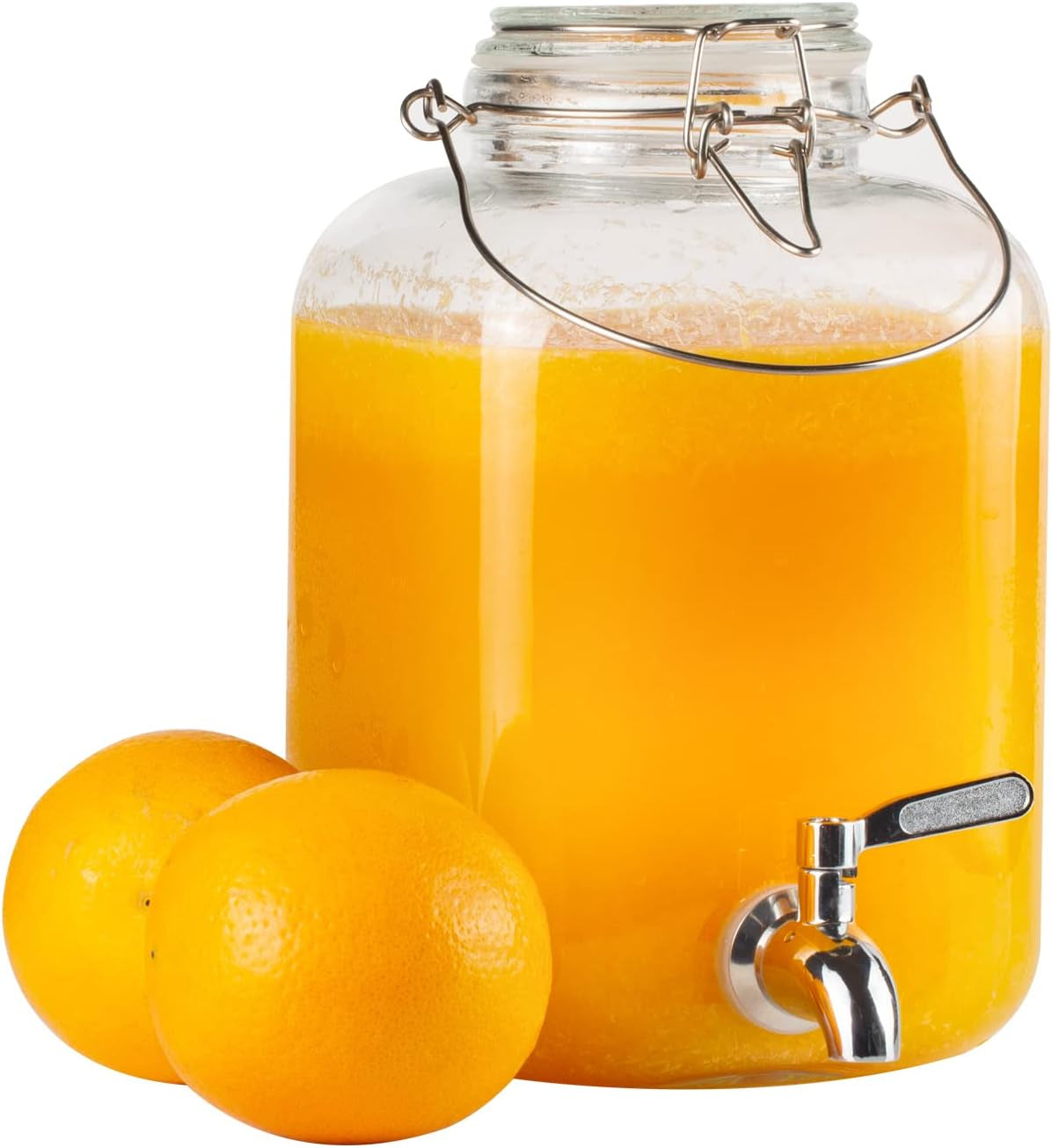 Glass Drink Dispenser for Parties, 1 Gallon Glass Beverage Dispenser with Spigot