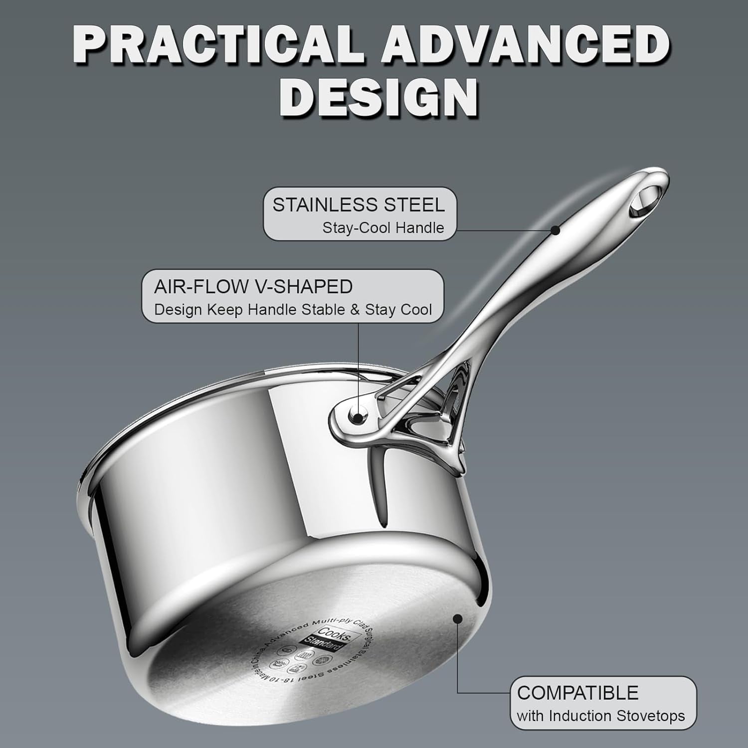 Multi-Ply Clad Saucepan, 1.5 Quarts, Silver