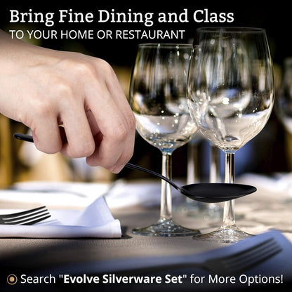 18/8 Stainless Steel Silverware Set for 4 - Complete 24 Piece Flatware Cutlery Set - Elegant and Ergonomic Design -Dishwasher Safe - Stylish & Mirror Finish, Rust-Proof Utensil Sets (Black)