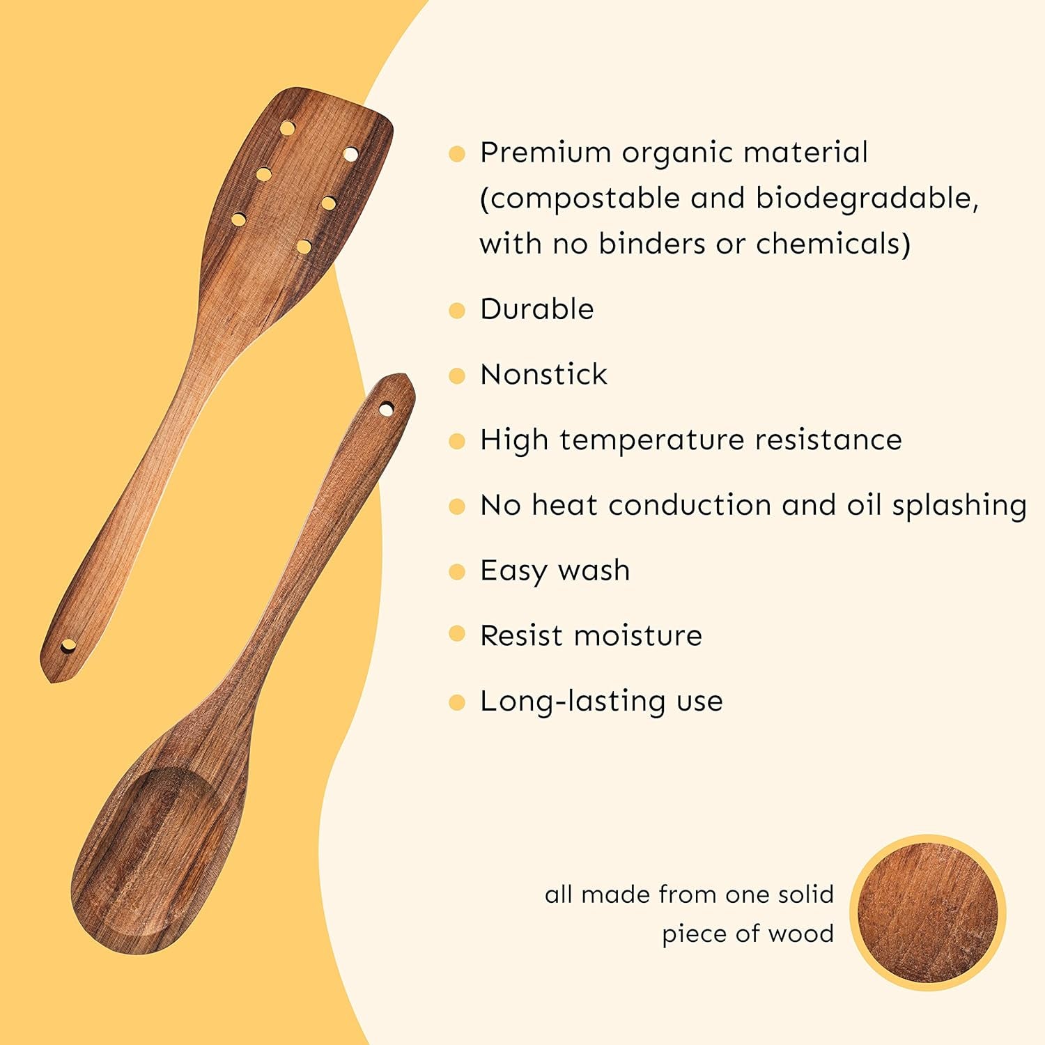 Walnut Handmade Wooden Spoons Heavy Duty Spatula Short Angled - 5Pcs Cooking Flat Walnut Cooking Utensils Serving Set - Hard Stick Fufu Wooden Spoon - Strong Solid Premium Wooden Spoons Small Flat