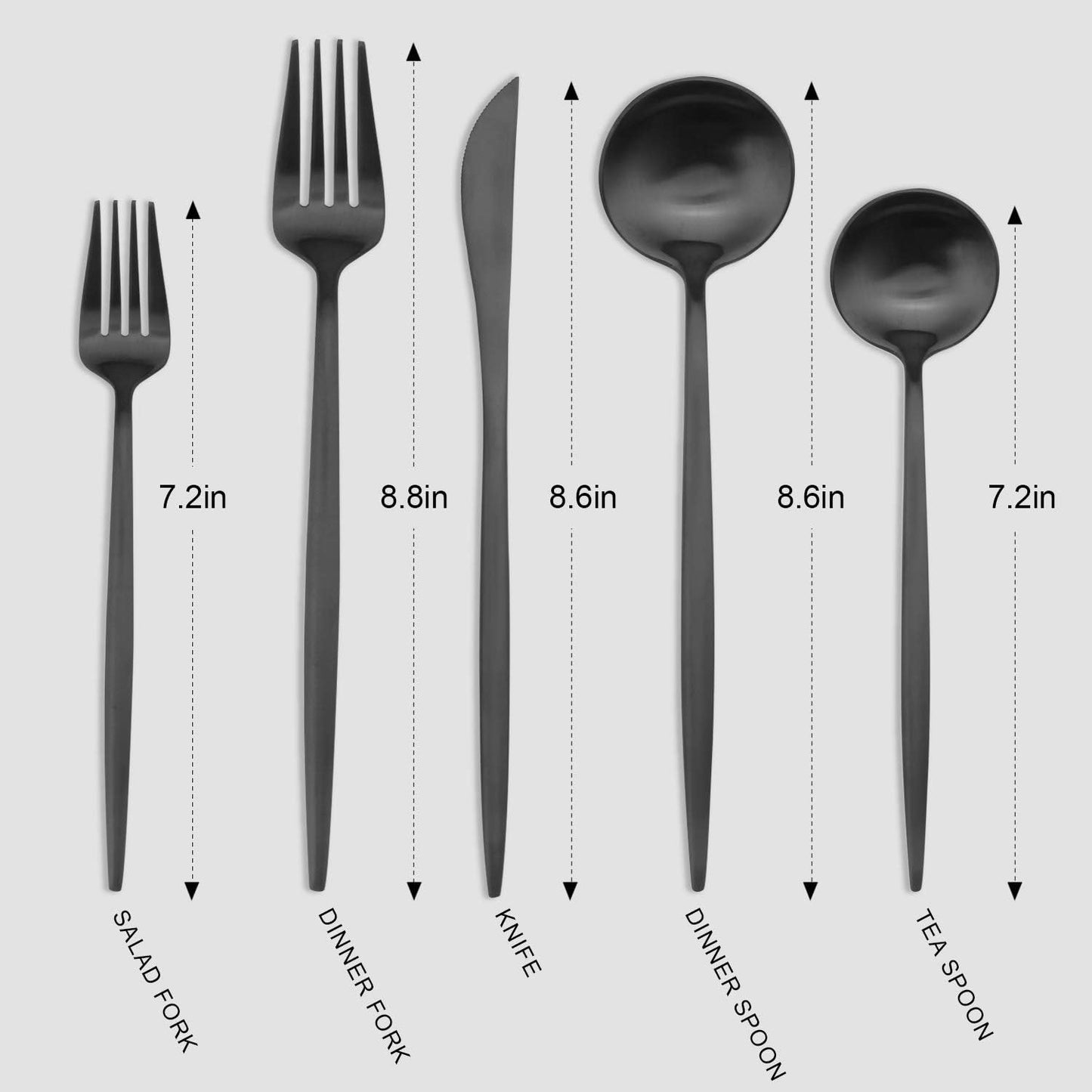 Matte Black Silverware Set,  20 Piece Stainless Steel Cutlery Flatware Set, Kitchen Utensil Sets for 4, Tableware with Knife Spoons and Forks Set, Satin Finished Polished