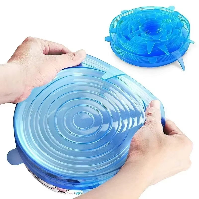 For Kitchen Storage Organization Retractable Lid Silicone Food Packaging round Kitchenware Universal Utensil Reusable Can Cover