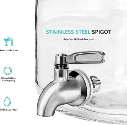 Glass Drink Dispenser for Parties, 1 Gallon Glass Beverage Dispenser with Spigot